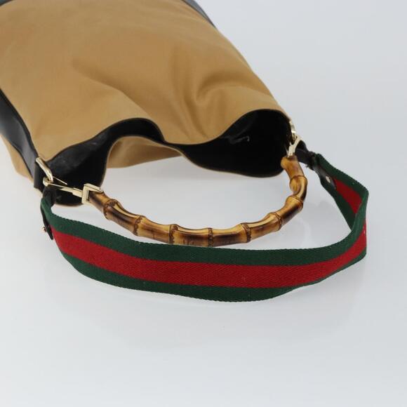 GUCCI Bamboo Web Sherry Line Bag Canvas 2way Beige 001 4058 1705 Auth 142842 - Picture 8 of 16
